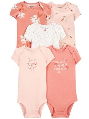 Carter's 5 Pack Short Sleeve “Smiles & Sunshine” Bodysuit